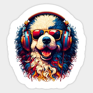 Puli Smiling DJ with Headphones and Sunglasses Sticker